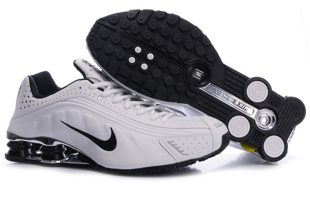 075IV12 2014 Blanc Noir Nike Shox R4 Fashion Chaussures Homme
