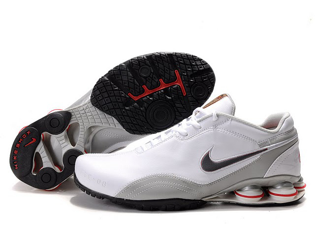 123RL42 2014 Nike Shox R5 Chaussures Homme Blanc Gris Rouge
