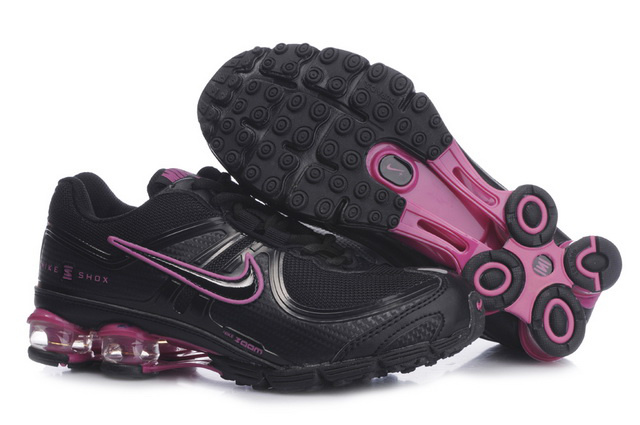 344NL52 2014 Nike Shox R4 Chaussures Noir Rose Femme
