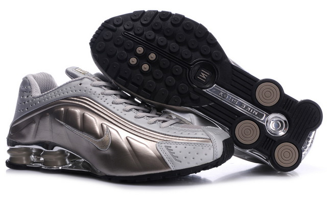 999BH71 2014 Silvery Bronze Nike Shox R4 Chaussures Homme