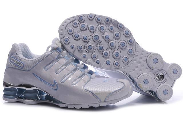 Blanc Bleu Femme 415FW28 2014 Nike Shox NZ Chaussures