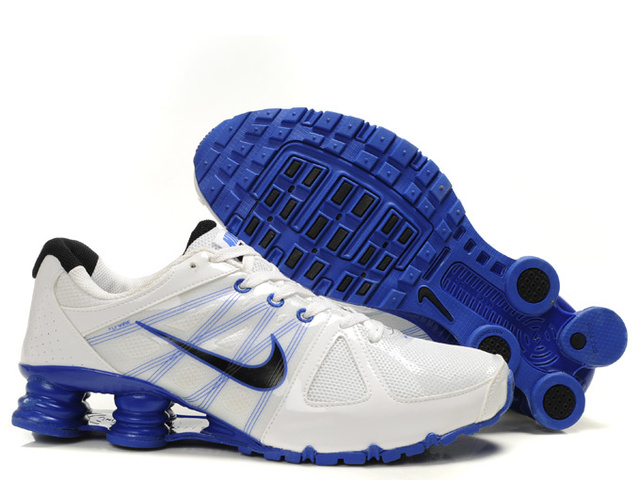 Blanc Noir Bleu Homme 008JK57 2014 Nike Shox Turbo Chaussures