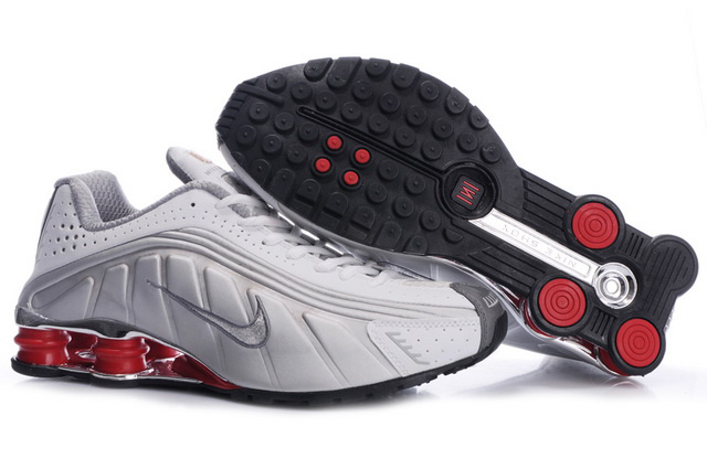 Blanc Silvery Rouge Nike Shox R4 Chaussures Homme 194EE36 2014