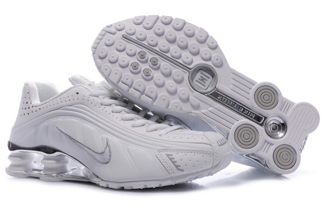 Femme Blanc Silvery 902CG59 2014 Nike Shox R4 Chaussures