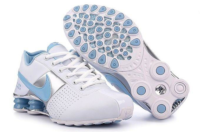 Femme Nike Shox OZ Chaussures 285BV41 2014 Blanc Silver Bleu