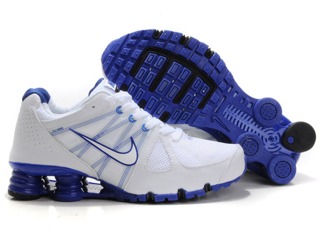 Homme Blanc and Bleu 086ST57 2014 Nike Shox Turbo Chaussures