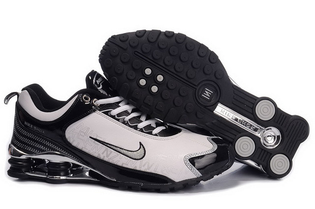 Homme Blanc Noir Silvery 544AR72 2014 Nike Shox R4 Chaussures