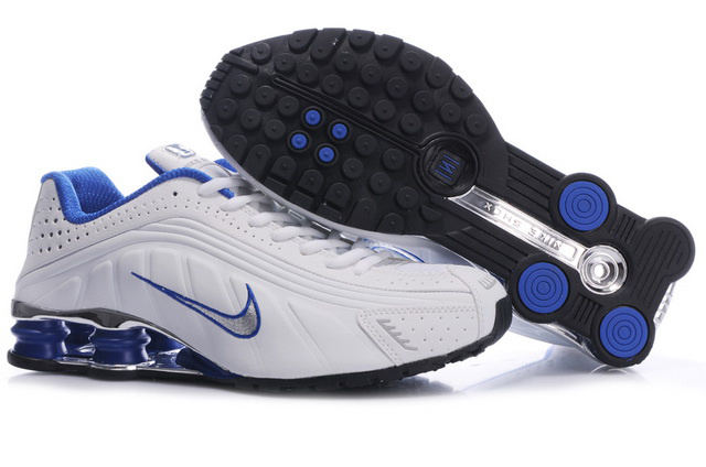 Nike Shox R4 Chaussures 692BQ41 2014 Blanc Royal Bleu Homme
