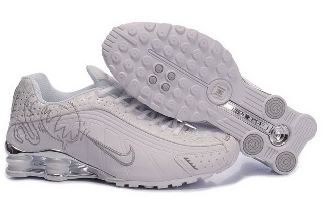 Nike Shox R4 Chaussures Homme Blanc Silvery 081RL69 2014
