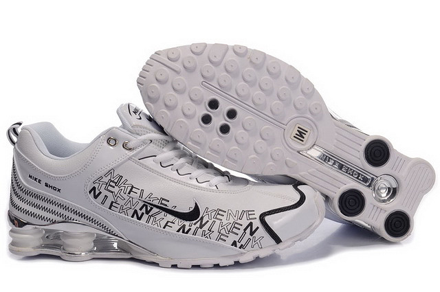 Nike Shox R4 Fashion Chaussures Blanc Noir Homme 021HC19 2014