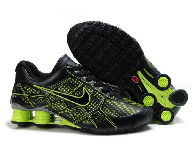 Homme Nike Shox Turbo 12 Leather Noir/Volt 702LK78 2014