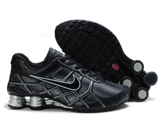Noir/Silver Nike Shox Turbo 12 Leather Homme 033SZ71 2014